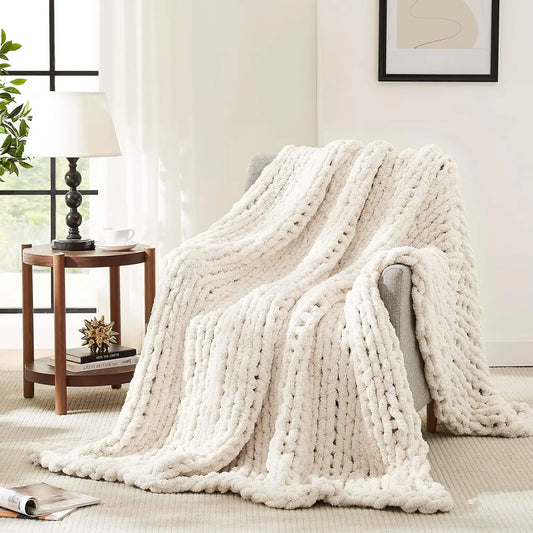 Luxury Hand-Knit Chenille Chunky Throw Blanket