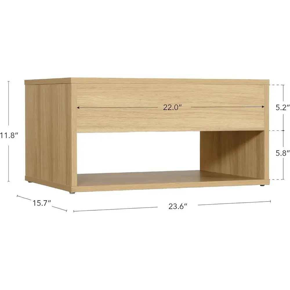 Modern Wood Nightstand with Drawer and Shelf