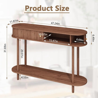 Modern Fluted Console with Tambour Storage