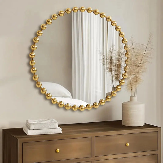 Round Iron Frame Statement Wall Mirror