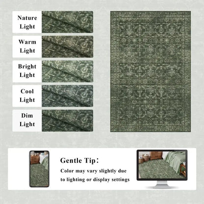 Vintage Floral Faux Wool Area Rug