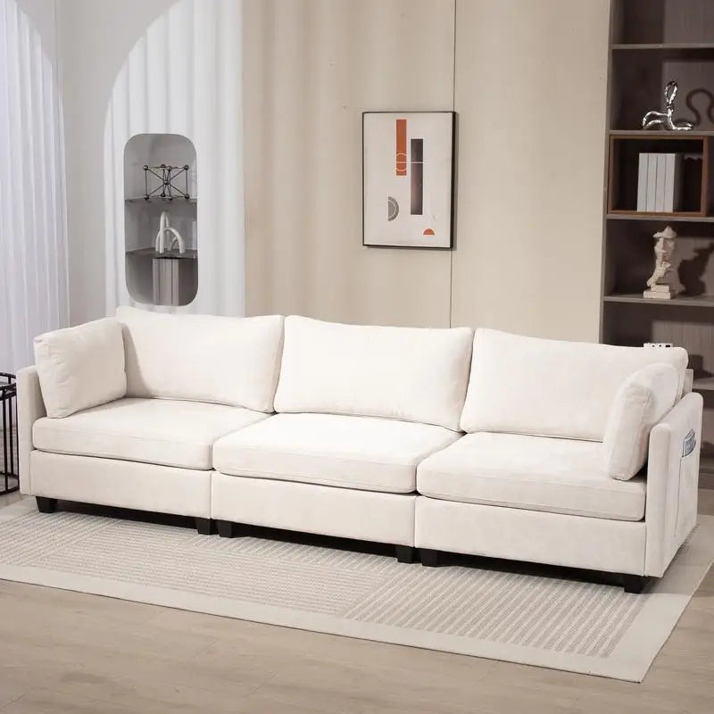 XXXL Chenille Sofa with Deep Seating and Side Storage