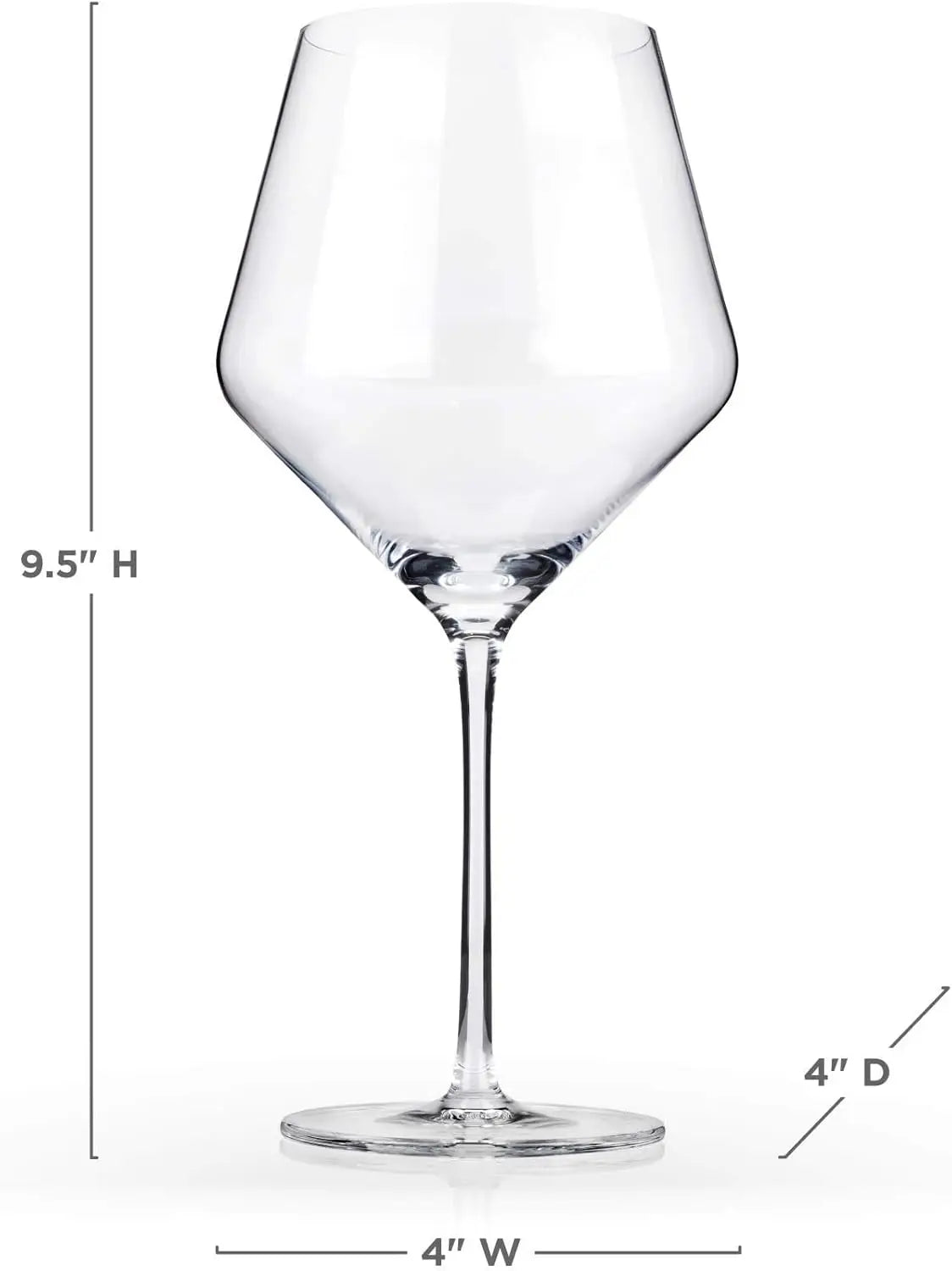 Angled Crystal Red Wine Glasses (Set of 4)