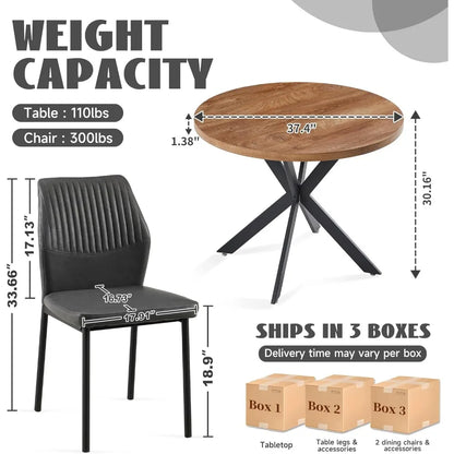 Compact Round Dining Set with Modern Upholstered Seating