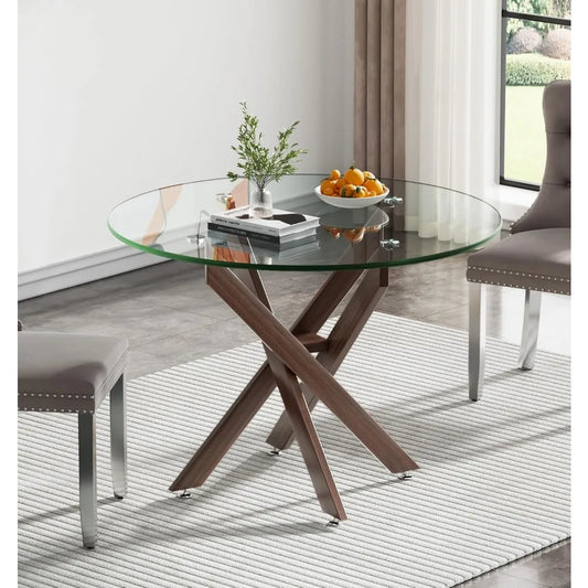 Round Tempered Glass Dining Table