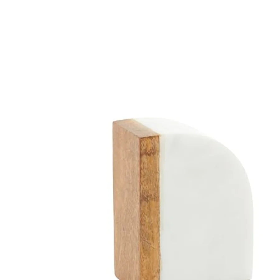 Set of 2 Marble Wood Non-Skid Bookends