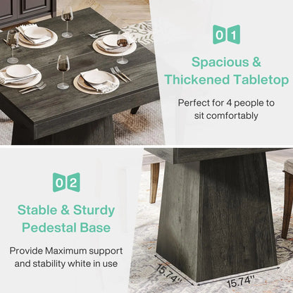 Square Pedestal Dining Table for 4