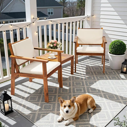 Acacia Wood Outdoor Bistro Conversation Set