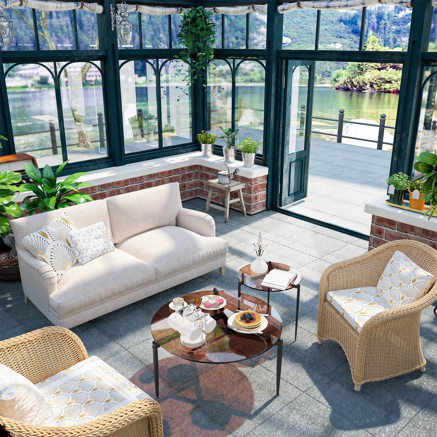 Tempered Glass Coffee Table with Metal Frame