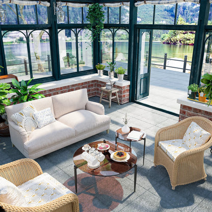 Tempered Glass Coffee Table with Metal Frame