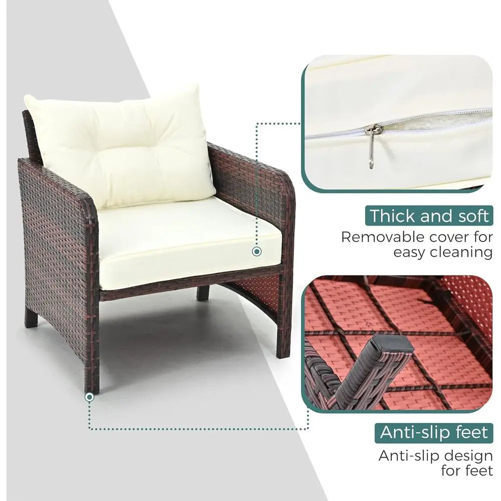 5-Piece Wicker Patio Conversation Set