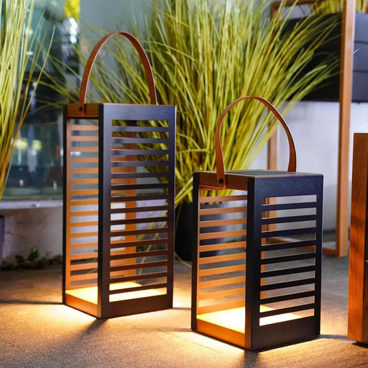 Modern Solar Floor Lantern Set