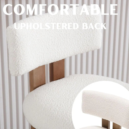 Sherpa Bar Stools Set of 4 with Curved Back and Wood Frame