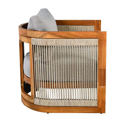Acacia Outdoor Seating with Curved Design and Slat Detailing
