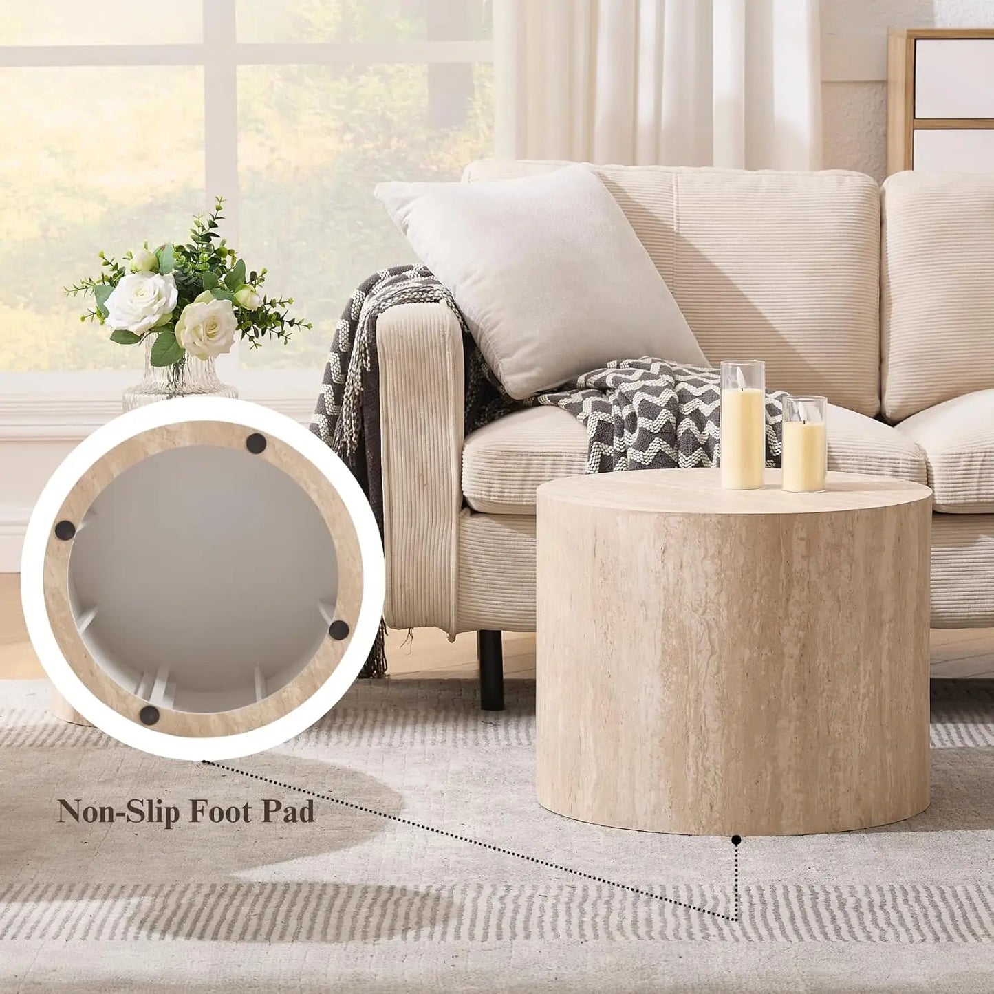Round Wood Nesting Coffee Table Set