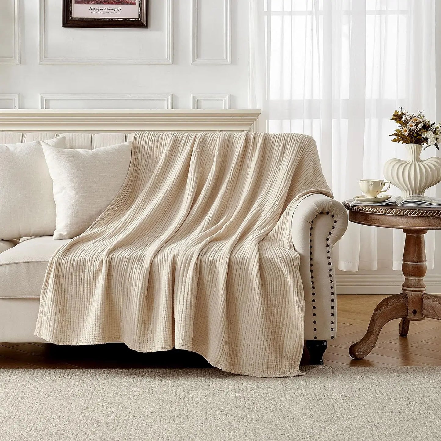 Four-Layer Cotton Muslin Throw Blanket