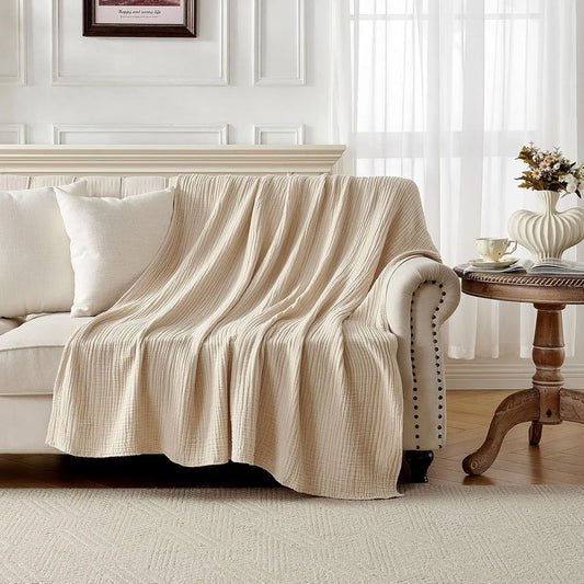 Four-Layer Cotton Muslin Throw Blanket