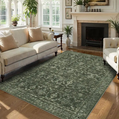 Vintage Floral Faux Wool Area Rug