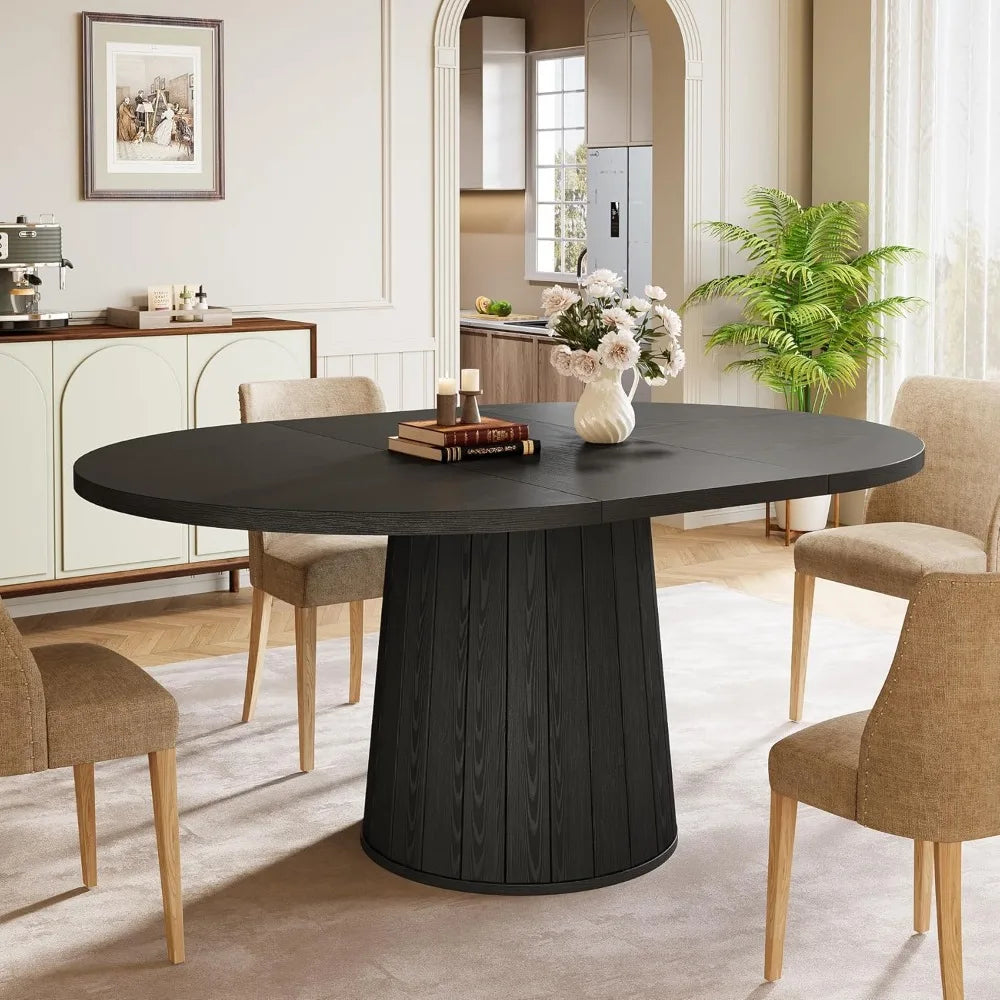 Oval Pedestal Dining Table for 6