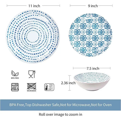 Geometric Melamine Dinnerware Set – Service for 4