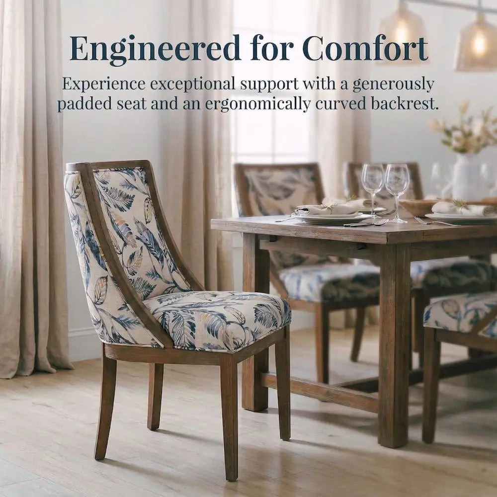 Wingback Dining Chairs Set of 2 with Curved Back and Wood Frame