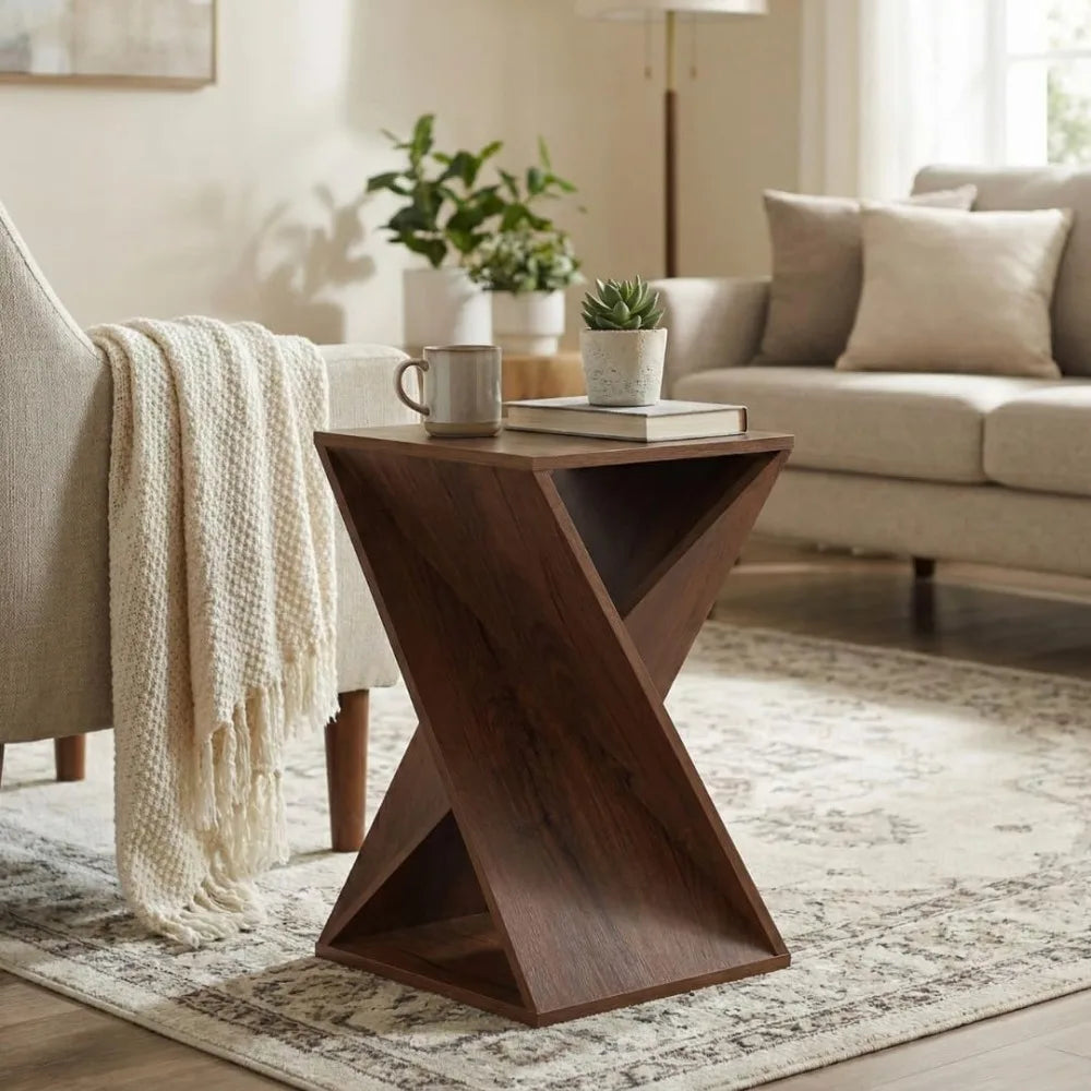 Twisted End Table with Sculptural Modern Design
