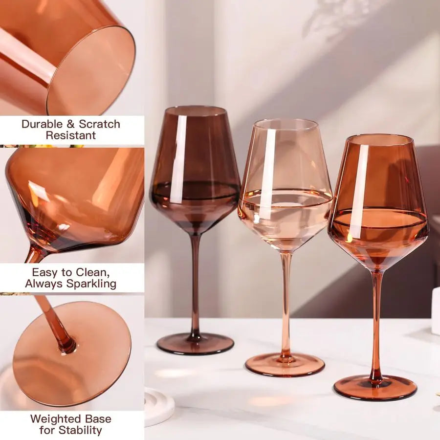 Maillard-Toned Handblown Wine Glass Set