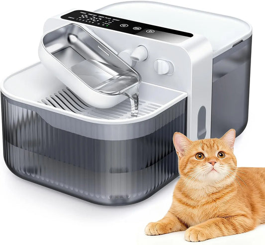 Wireless Pet Water Fountain with Dual Tank and Smart Control