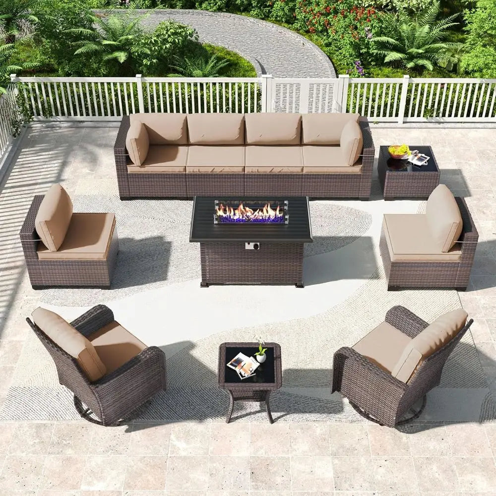 Luxury Outdoor Patio Set With Fire Pit Table