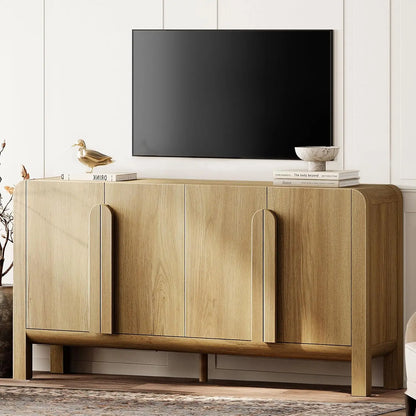 Large Buffet Cabinet with Arched Design and Adjustable Storage