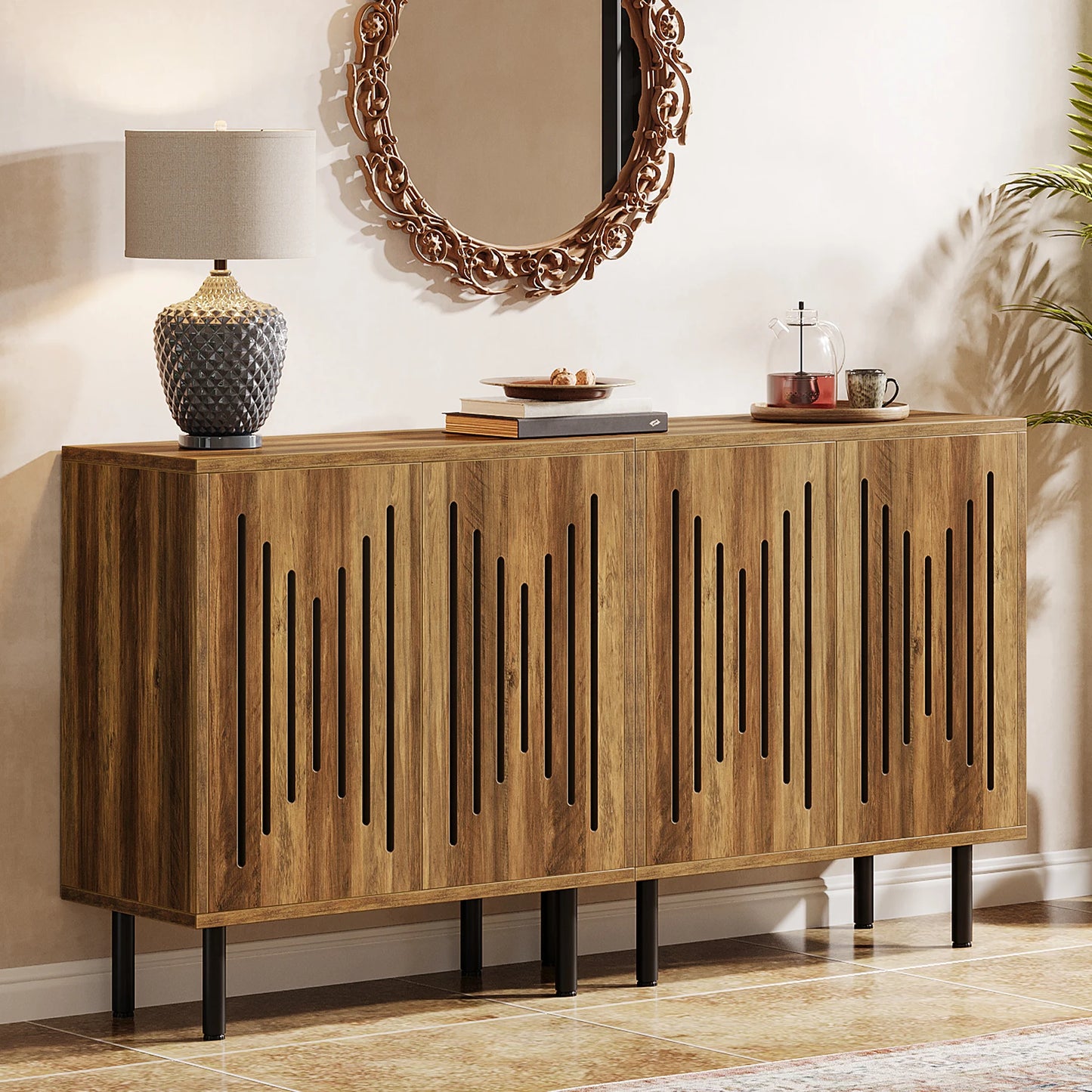 Modern Sideboard Buffet Cabinet with Adjustable Storage (Set of 2)