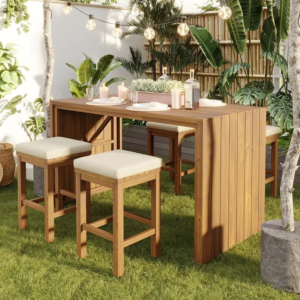 Acacia Outdoor Bar Set – 5 Piece Patio Collection