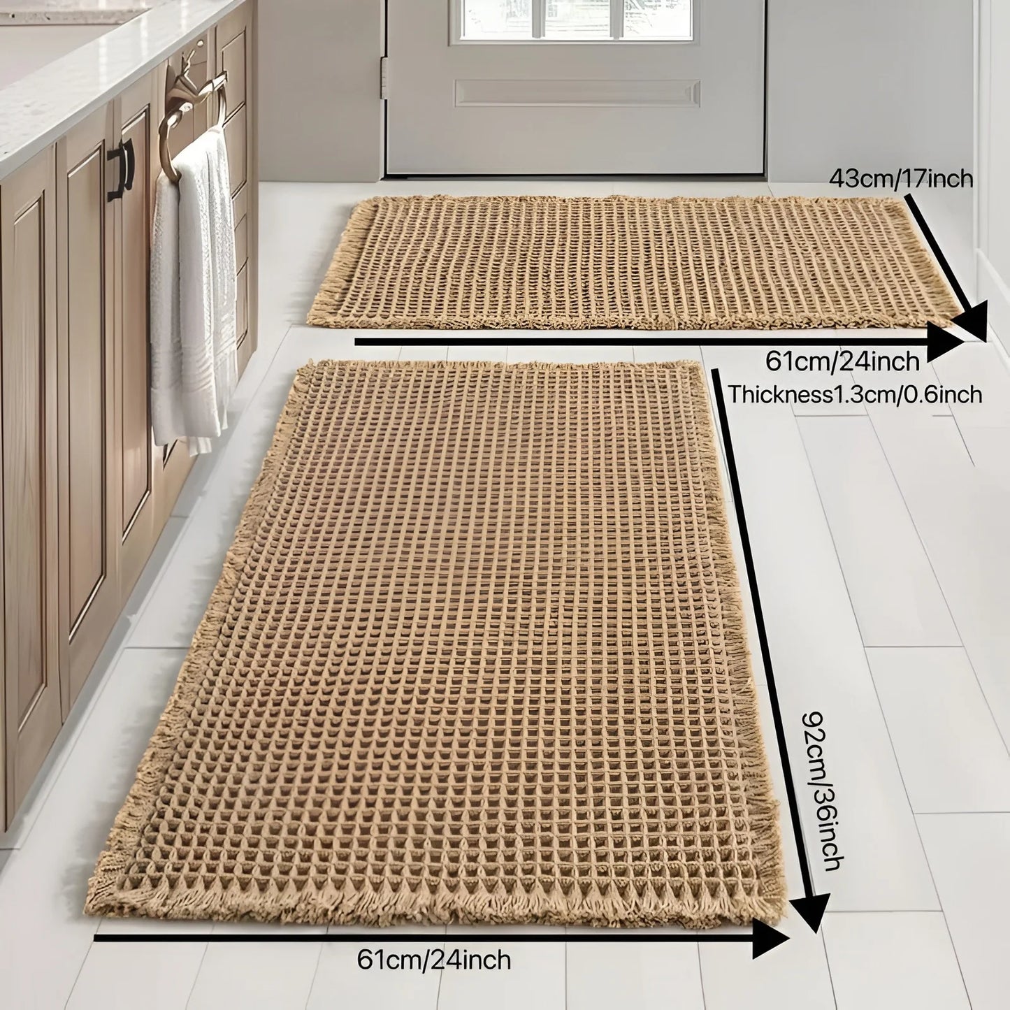 Waffle Weave Absorbent Non-Slip Bath Rug