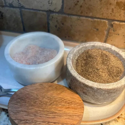 Marble Salt Cellar Set With Stackable Design