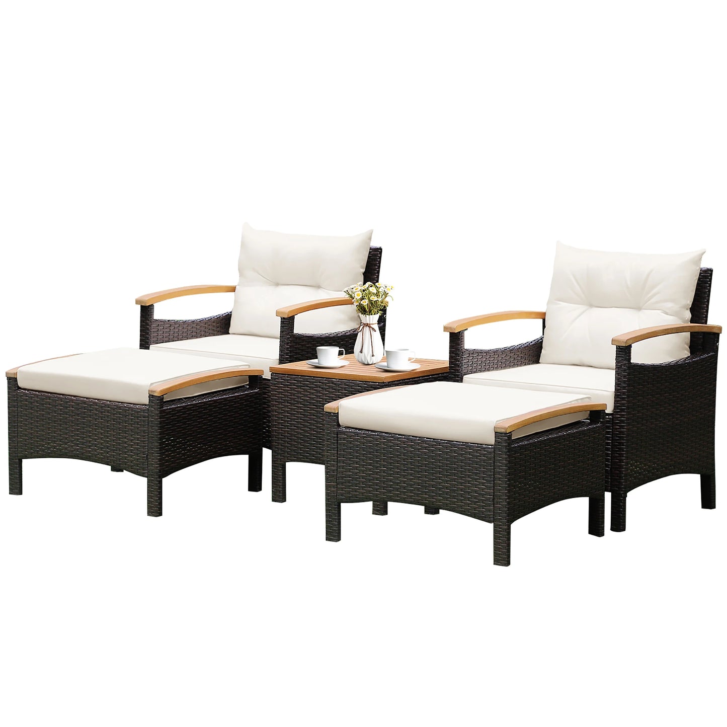 5-Piece Acacia Patio Conversation Set