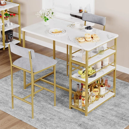 3-Piece Counter Height Dining Set with Storage