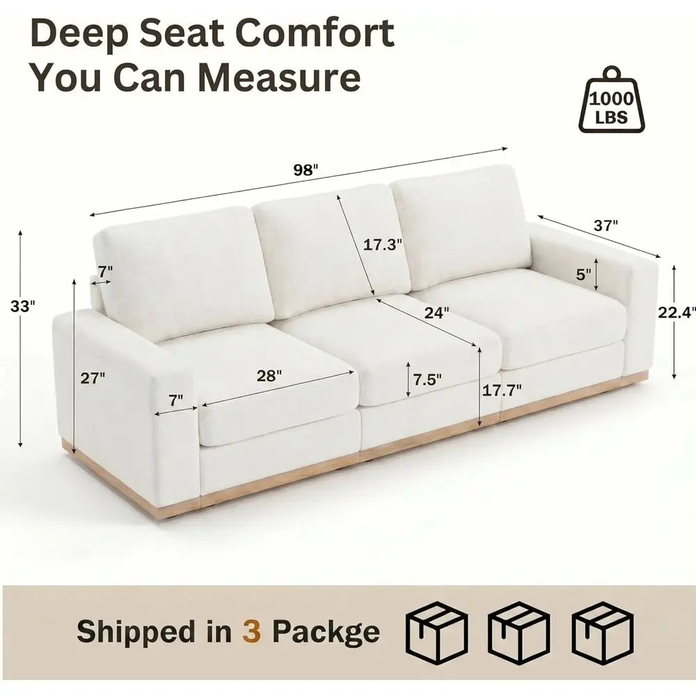 Deep Seat Chenille Sofa with Washable Covers