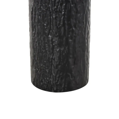Abstract Black Metal Vases with Wood Tops, Set of Two