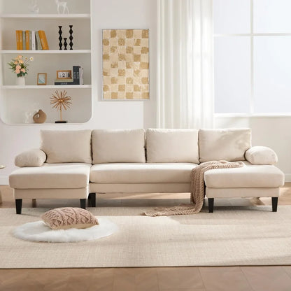 112” Luxe U-Shaped Double Chaise Sectional