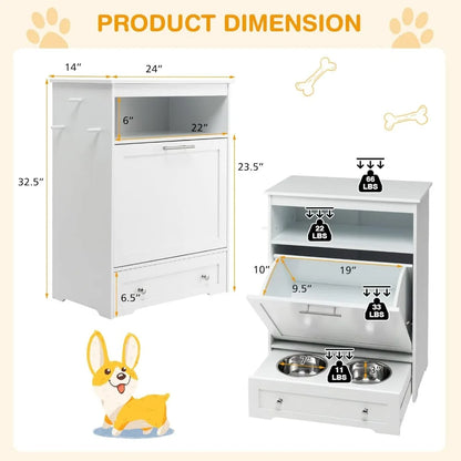 Hidden Dog Feeder Station with Storage
