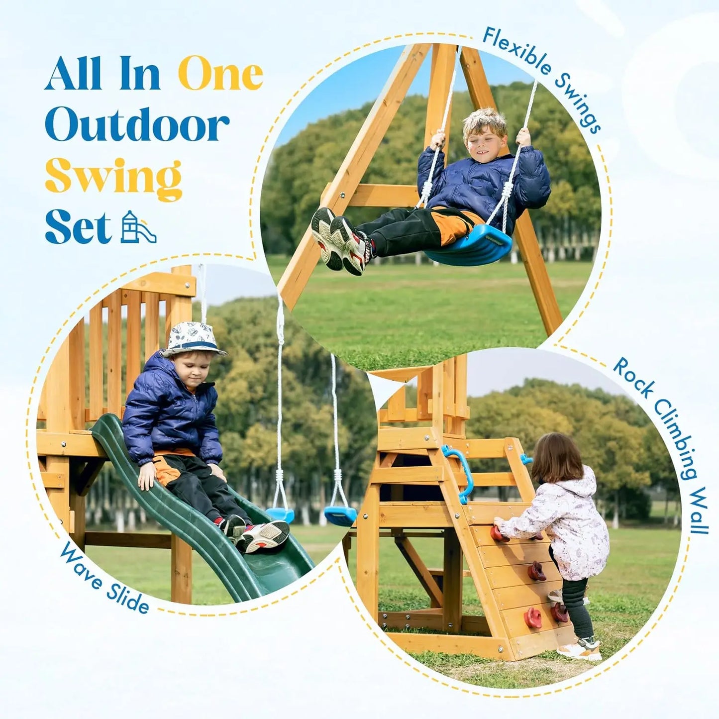 Outdoor Playset with Safe Design and Multi-Activity Fun