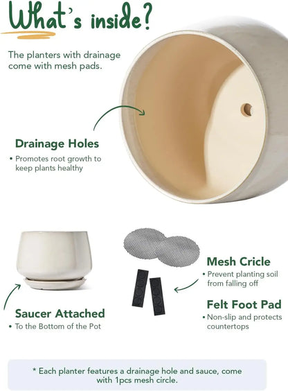 Ceramic Planter Set with Modern Classic Appeal - Set of 2