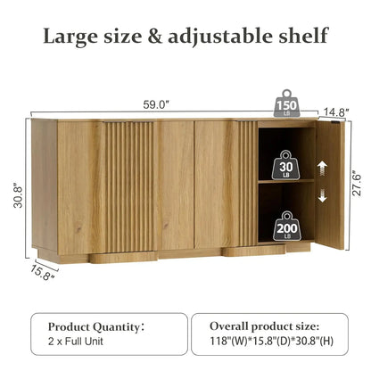 Modern Fluted Sideboard Storage Cabinet