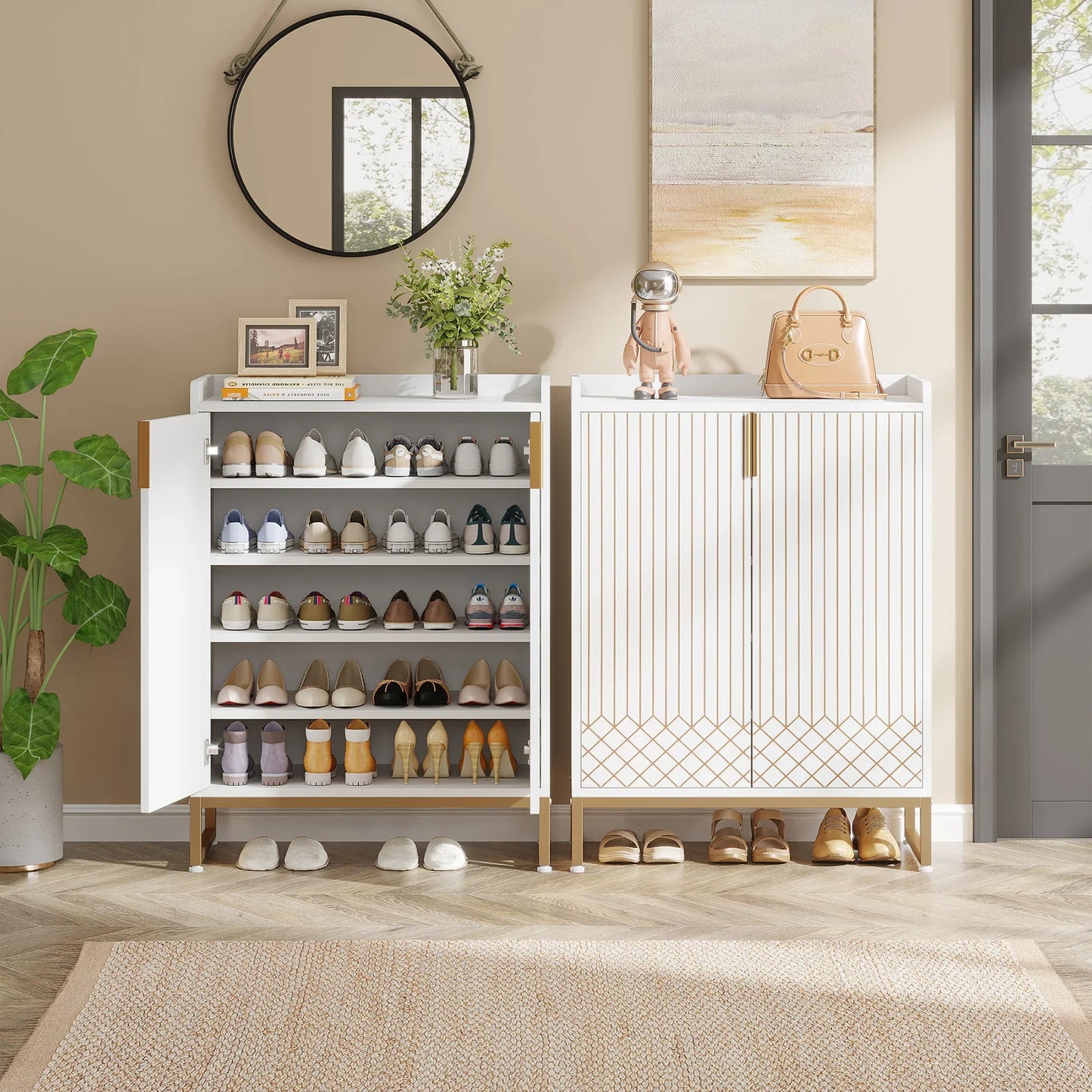 5-Tier Shoe Storage Cabinet with Doors