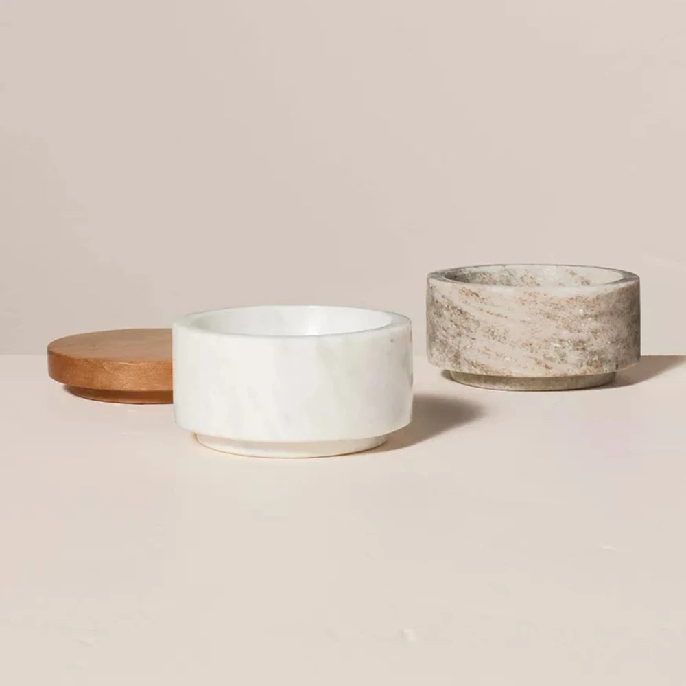 Marble Salt Cellar Set With Stackable Design