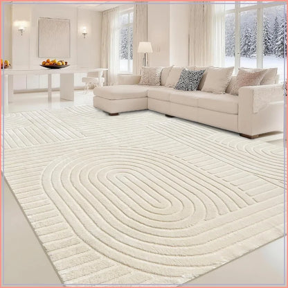 Beige Geometric Washable Area Rug, 8' x 10'