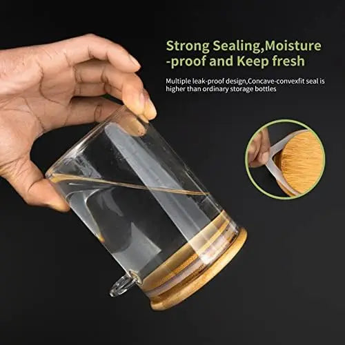 Glass Storage Jar with Bamboo Lid and Airtight Seal - Set of 2