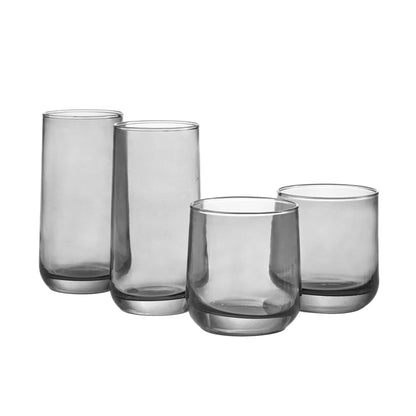 16-Piece Smoke Tinted Glass Drinkware Set