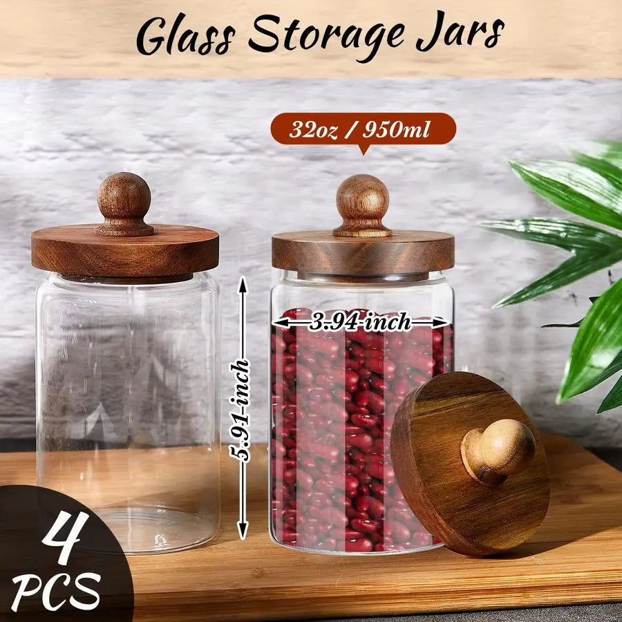 Airtight Glass Canister Set with Wood Lids