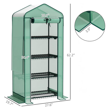 4-Tier Portable Greenhouse with Ventilated Mesh Roof